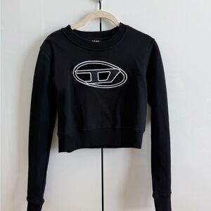 Diesel Black Crop Sweater with Logo